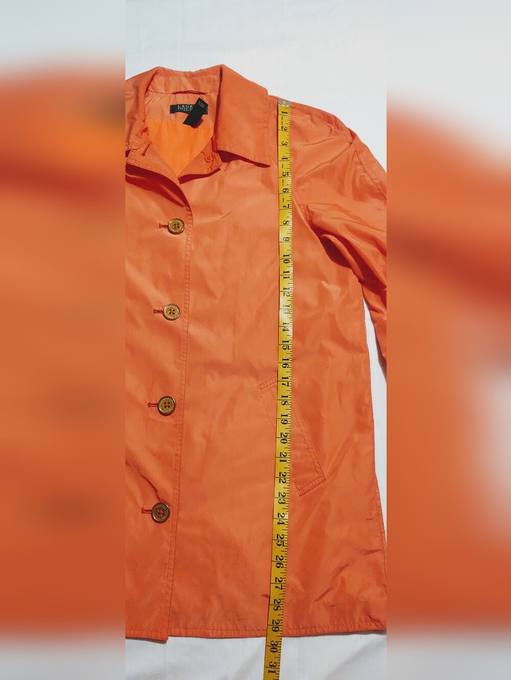 Lauren Ralph Lauren Orange Rain Jacket Sz PM - Picture 7 of 7